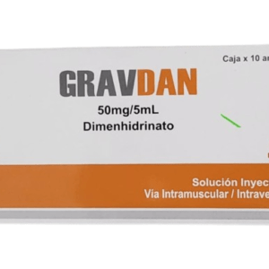 DIMENHIDRINATO GRAVDAN 50 MG/5 ML AMP