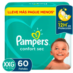 PAÑALES PAMPERS CONFORT SEC TALLA XXG X 60 UNID