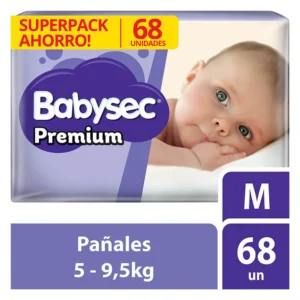 PAÑALES BABYSEC PREMIUM SUPER MEGA TALLA M X 68 UNID